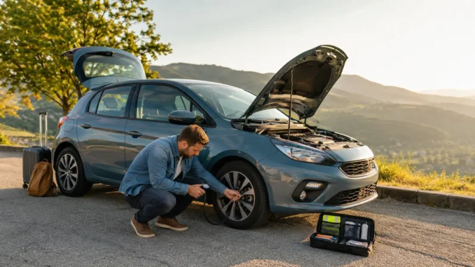 Préparer sa voiture avant un long trajet en vérifiant la pression des pneus